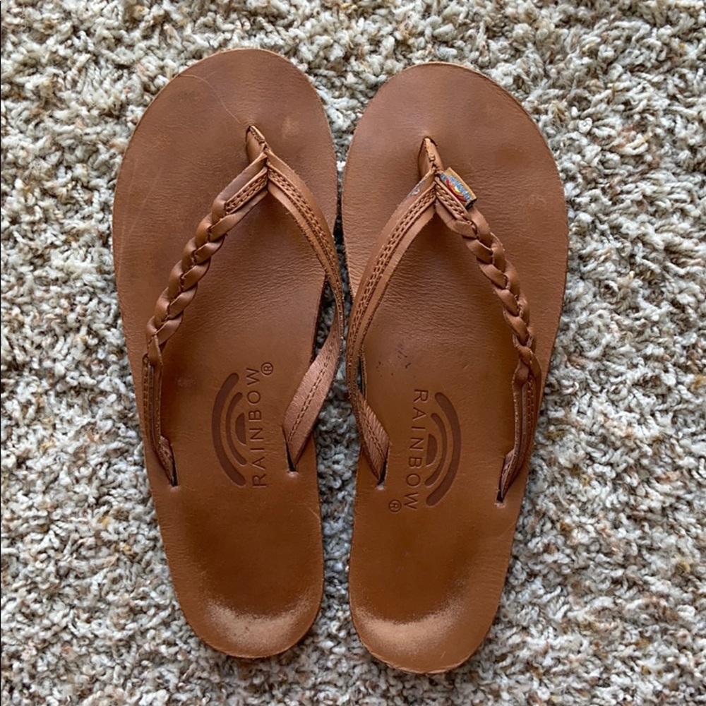 Rainbow Braided Flip Flops